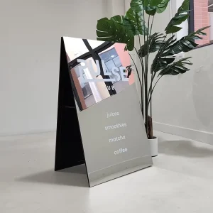 Mirrored Sandwich Board Stainless Steel A Frame Pavement Advertising Board Outdoor Stand A Frame Sidewalk Sign For Business