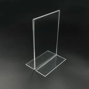 Modern A4 Size T Shape Acrylic Table Sign Holder 2mm Thick Menu Display Stand Free Store Carton Available Sample