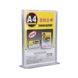 Modern Acrylic Columned Table Sign Holder with Base Pre Assembled Water Resistant for Indoor Menu Advertisement
