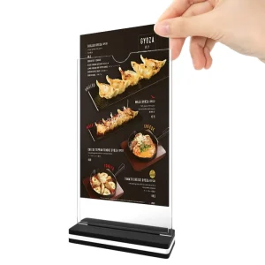 Modern Acrylic Sign Holder Eco Friendly Space Saving Photo Display Stand for Restaurant Table Setup Multi Purpose