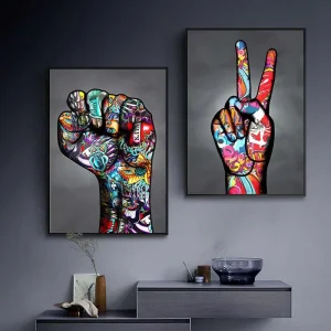 Modern Art Deco Graffiti Posters Various Gesture Pop Paintings on Printed Canvas for Home Decoration