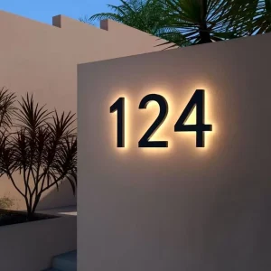 Modern Backlit Stainless Steel Door Sign Plate Luminous Numbers and Letters Led Light House Numbers