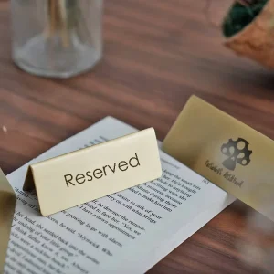 Modern Brass Table Reserved Sign Double Sided Standing Table Number Holder for Wedding Restaurant Cafe and Event Use