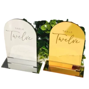 Modern Clear Durable Acrylic Silk Screen Printed Arch Table Sign Holder 5×7 for Wedding Party Decor and Supplies