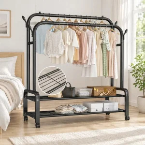 Modern Convenient Standing Coat Rack Coat Vertical Mobile Luxury Bedroom Metal Coat Rack for Balcony Drying