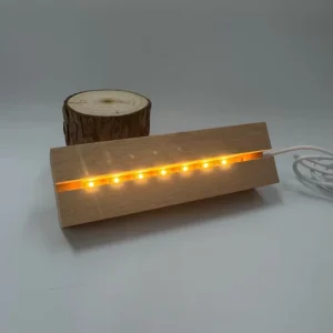 Modern Creative USB Rechargeable 3D LED Light Stand Square Wooden Resin Letter Lamp Display Base Home Acrylic Wood Art 5V ABS