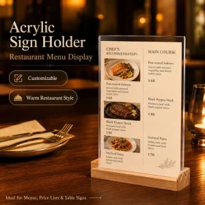 Modern Durable Acrylic Table Number Signs with Wooden Base for Wedding Reception Party Events Display Stand