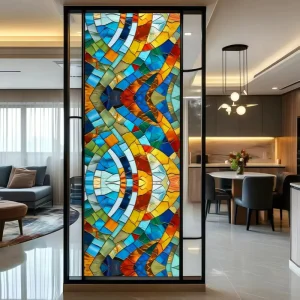 Modern Geometric PVC Window Film Privacy Glass Sticker Static Cling Removable Eco Friendly Durable Window Decal for Office Home