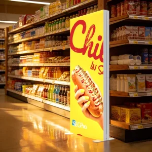 Modern Indoor Advertising LED Backlit Flex Banner Free Standing Frame Textile Fabric Light Box Rectangle for Event Use
