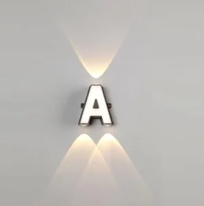 Modern Led Letter Light Aluminum Wall Lamp up and Down Lighting Outdoor Waterproof IP65 for Garden Hotel Corridor A Z Letters