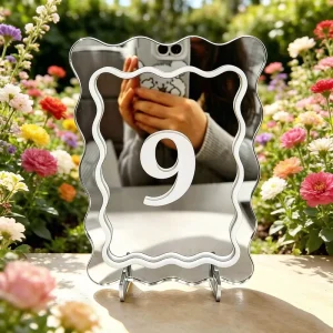 Modern New Design Silver Mirror Acrylic Wedding Table Numbers Luxury Laser Cut Custom Eco Friendly Table Sign Base Stand Events