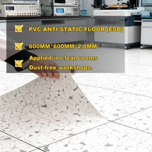 Modern PVC Self Adhesive Flooring Roll Wear Resistant Vinyl Floor Mat Anti Static For Clean Room Clean Factory Workshop Use