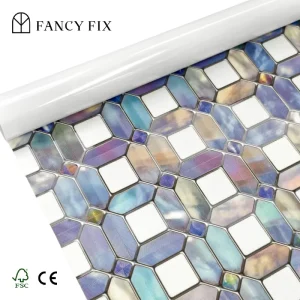 Modern PVC Stained Glass Window Privacy Film Decorative Window Clings UV Sun Blocking Static Decals for Home Bathroom Door