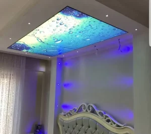 Modern PVC Stretch Ceiling Design False 3D Digital Printing Sky Aluminum Frame Soft Film Decorative Light Boxes