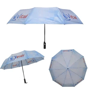 Modern Pongee 10 Ribs Automatic Folding Umbrella Custom Logo Windproof 3 Fold Parasol