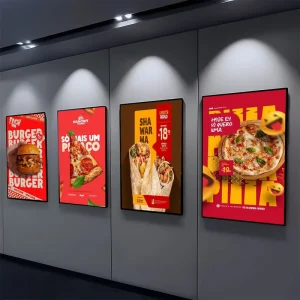Modern Rectangle Light Box Sign LED Effortless Advertising Sign Restaurant Menu Movie Poster Silver Aluminum Alloy Ultra Slim