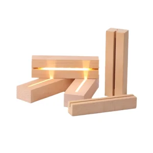 Modern Rectangle Slot LED Light Base Mini Night Light Beech Wooden Acrylic Sheet Factory Direct Warm White Emission for Home Use