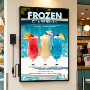 Modern Sleek Aluminum Alloy LED Menu Board for Coffee Shop High Definition Illuminated Poster Display Frame Signage Box