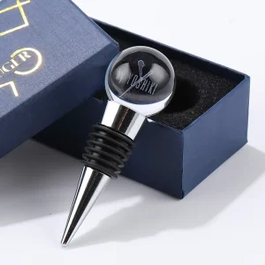 Modern Style 3D Custom Glass Wine Bottle Stopper Clear Bottle Stopper Wedding Event Bar Home Use Whiskey Wine Stopper
