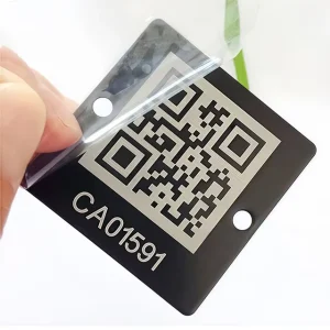 Modern Style Factory Manufacture Anodize Aluminum Nameplate Wall Desk Pin Logo QR Code Laser Engraving Printing Metal Sign Plate