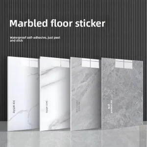 Modern Wear Resistant Anti Slip Design PVC Marble Style Peel Off Vinyl Waterproof Self Adhesive Indoor Floor Stickers for Living