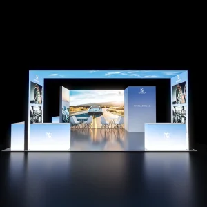 Modular 20ft X 20ft Aluminum LED Light Box Trade Show Display with Dye Sublimation Tension Fabric Exhibit Backdrop