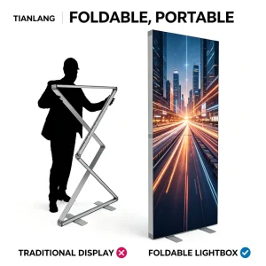 Modular SEG Fabric Light Box for Pop up Store Mall Kiosk Floor Standing Collapsible Reusable Display Stand