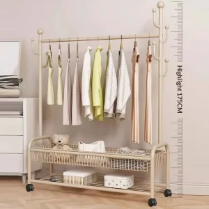 Movable Drying Rack Shoe Clothing Storage Organizer Shelves Store Rack Clothes Display Rack Clothing