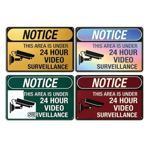 Multi Color 24 Hour Video Metal Sign Notice Security Camera Graphic Wall Plaque