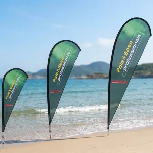 Multi Functional Dual Purpose Indoor Outdoor Fiberglass Teardrop Beach Flag Pole Pennant Design Waterproof Durable for Home