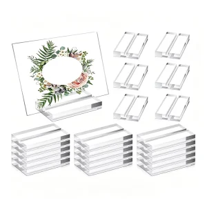 Multi Size Clear Acrylic Table Name Card Stand Transparent Acrylic Card Slot Base Wedding Party Display Holder Custom Logo