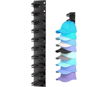 Multilayer Wall Mounted Hat Organizer Strong Adhesive Rack with Hooks for Closet Door Bedroom Storage Display for Baseball Caps