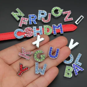 Multiple 10mm A-Z Slide Letter Charms Jewelry Making Accessories DIY Colorful Letters Pendant Necklace Gift Rhinestone Alphabet