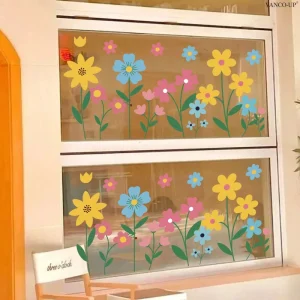 Multiple Fresh Floral Static Window Stickers for Shop Windows and Glass Doors Static Glass Decals Visible from Both Sides