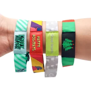 NFC Fast Scan RFID Mini Tag Eco Friendly Woven Polyester Fabric Wristband Bracelets for Music Festivals Party Promotional Use