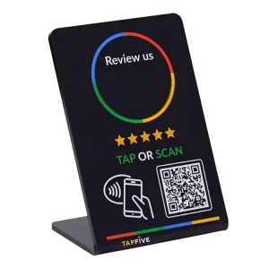 NFC Stand Custom Logo QR Code Programmable Non Contact Tap Google Review Payment Social Media Menu Table Display Sign Smart Card