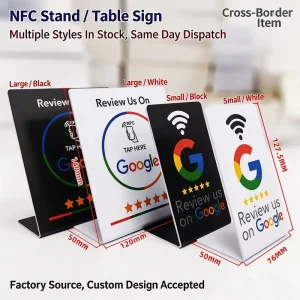 NFC Tap Google Review Table Tent Sign NFC Tap to Review Display Stand NFC Menu Order Table Card for Retail Shop Restaurant