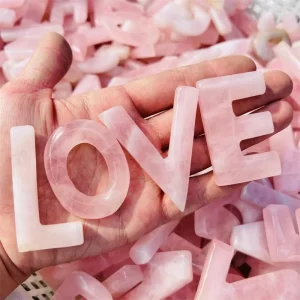 Natural High Quality Rose Quartz Crystal Letter Carvings Reiki Pink Crystal Alphabet for Gifts Decoration