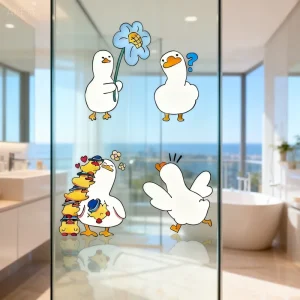 New Animated Duck Display Window Bathroom Fridge Sticker Living Room Window Glass Sticker Static Electricity Sticker