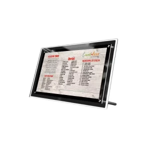 New Design Crystal Acrylic Illuminated Lightbox Menu Board Advertising Table Stand Sign
