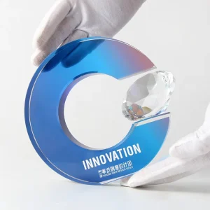 New Design High End K9 Crystal Glass UV Durable Trophy Awards Creative Crystal Diamond Gemstone Company Annual Meeting
