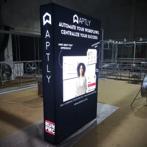 New Design Lighting LED Fabric Tension Banner Wall Stand Background Backdrop Banner Tradeshow Display Adjustable Booth Backdrops