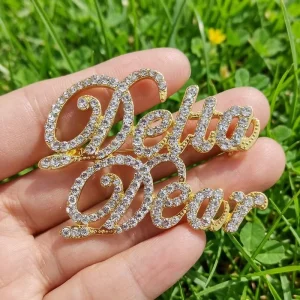 New Design Sorority Sigma for Women’s Gold Plated Zinc Alloy Brooch with Clear Rhinestone Gift for 20y+