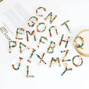 New Fashion Plating Brooch in the Shape of the 26 Letters Alphabet Featuring Colorful Rhinestones Unisex Brooch