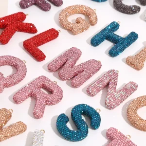 New Luxury Bling Diamond Girl Shiny Crystal Lucky Letter Keychain Shiny Rhinestone Letter Key Chains Alphabet Name Keychain