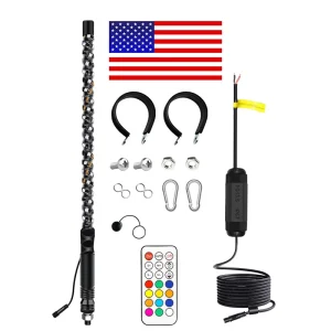 New Modified Off road Beach Horse Racing Flag Lights Dual Control LED Flagpole Lights for Controlling Driving Lights 50W 5000K