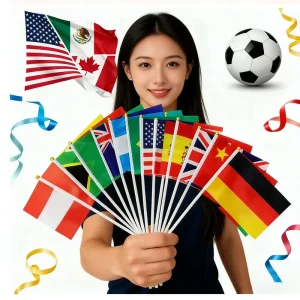 New Product High Quality Custom Logo Hand Flag with Plastic Pole Campaign Sublimation Pennant
