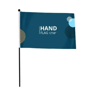 New Product High Quality Custom Logo Hand Flag with Plastic Wooden Pole Campaign Sublimation Pennant