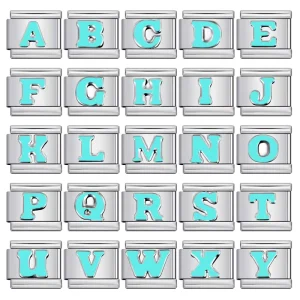 New Sky Blue DIY Elastic Bracelet Exquisite Stainless Steel English Letter Series Italian Module Charm Bracelet
