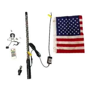 New Waterproof APP Remote RGB LED Flagpole Whip Lights Spiral Chasing 2 6FT 12V 20W for UTV ATV off Road